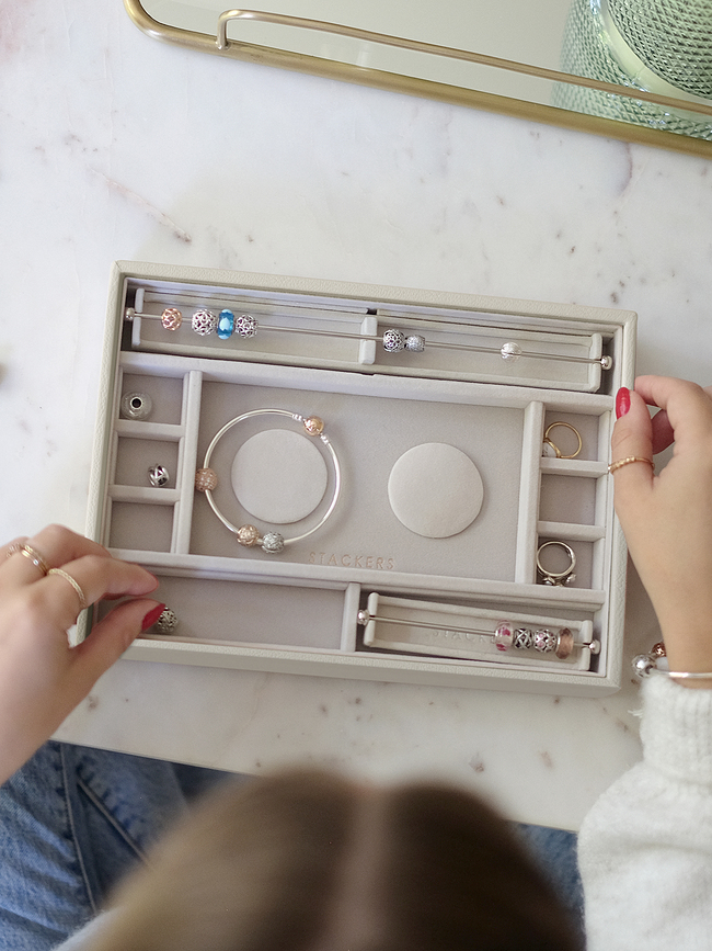 Stackers Boîte à Bijoux pour Charms, avec compartiments, taupe