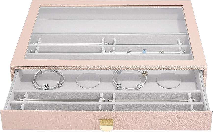 Stackers Boîte à Bijoux Super Size, avec tiroir et couvercle en verre, rose