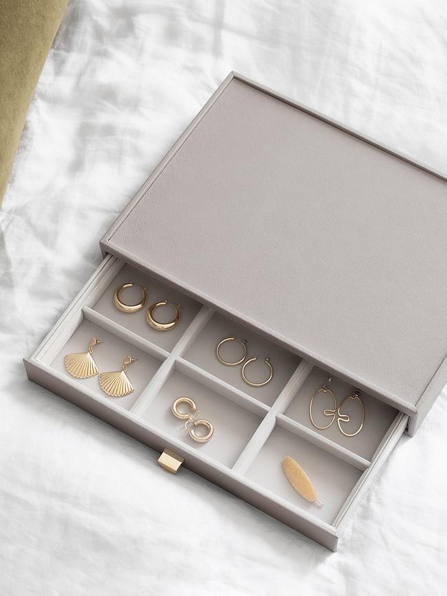 Stackers Boîte à bijoux grande taille, 9 compartiments, avec tiroir, taupe