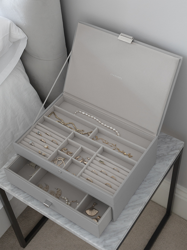 Stackers Boîte à bijoux double, super-taille, avec tiroir, rose clair