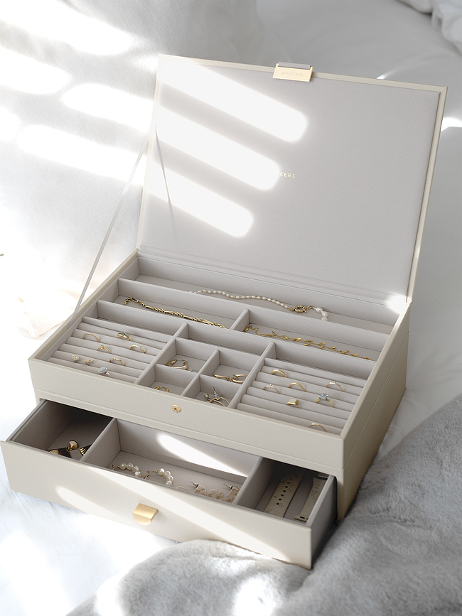 Stackers Boîte à bijoux double, super-taille, avec tiroir, rose clair