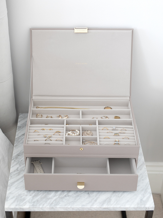 Stackers Boîte à bijoux double, super-taille, avec tiroir, rose clair