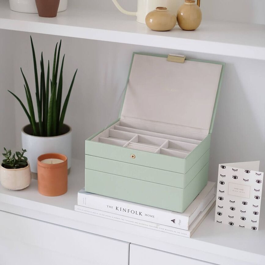 Stackers Boîte à bijoux Classique triple, bleu-gris