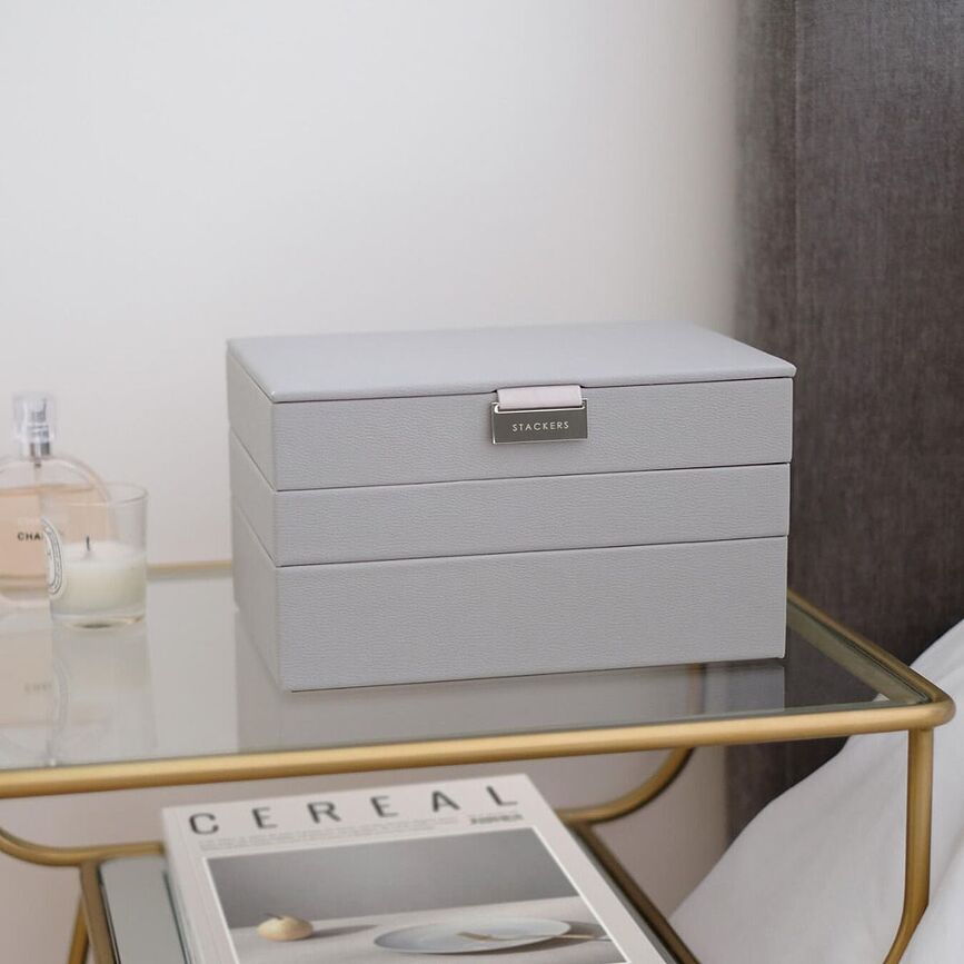 Stackers Boîte à bijoux Classique triple, bleu-gris