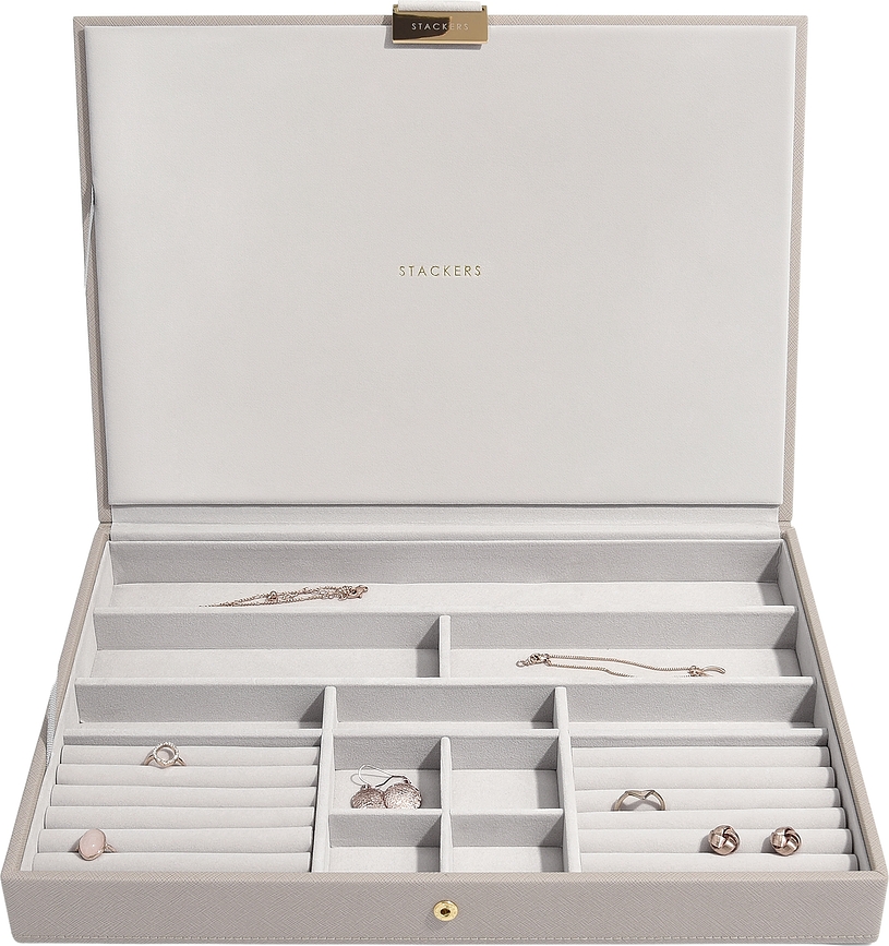 Stackers Boîte à Bijoux triple Grande Taille avec 2 tiroirs, taupe