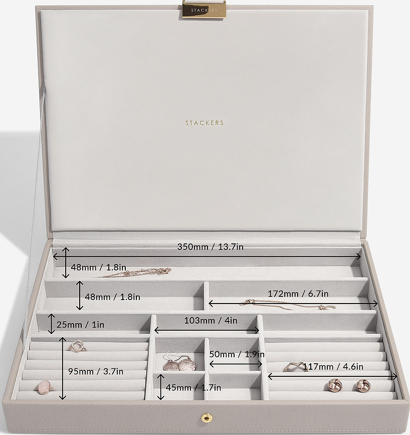 Stackers Boîte à Bijoux triple Grande Taille avec 2 tiroirs, taupe