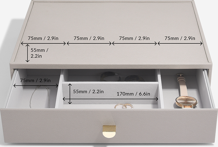 Stackers Boîte à Bijoux triple Grande Taille avec 2 tiroirs, taupe