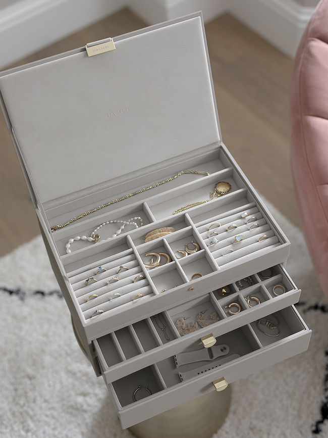 Stackers Boîte à Bijoux triple Grande Taille avec 2 tiroirs, taupe