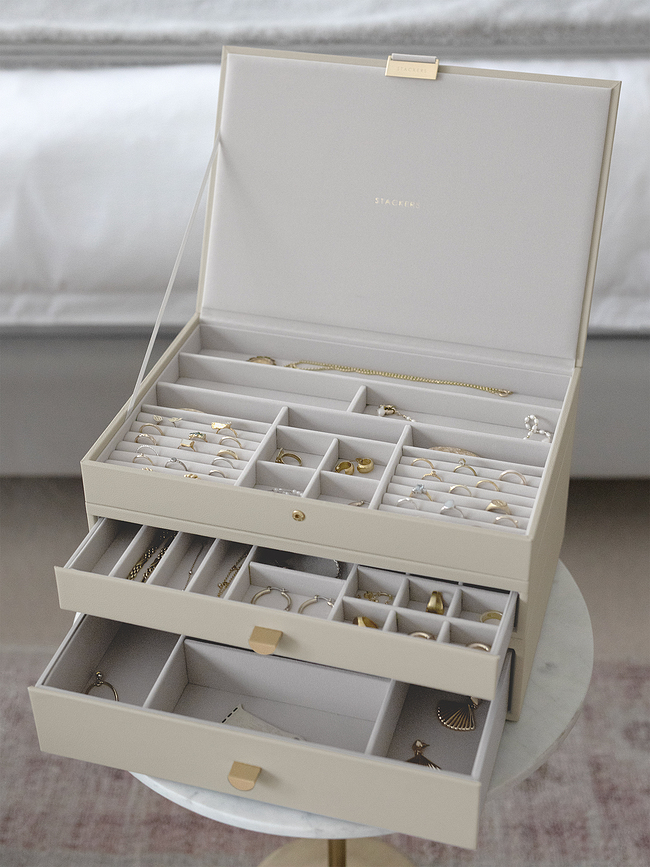 Stackers Boîte à Bijoux triple Grande Taille avec 2 tiroirs, taupe