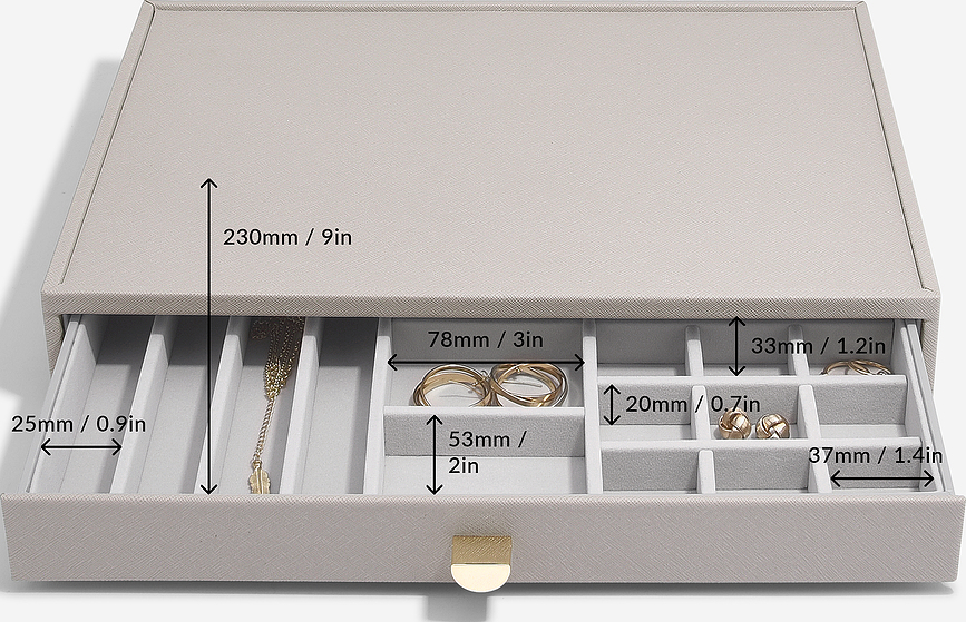 Stackers Boîte à Bijoux triple Grande Taille avec 2 tiroirs, taupe