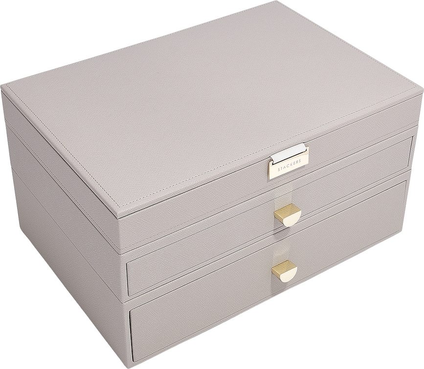 Stackers Boîte à Bijoux triple Grande Taille avec 2 tiroirs, taupe