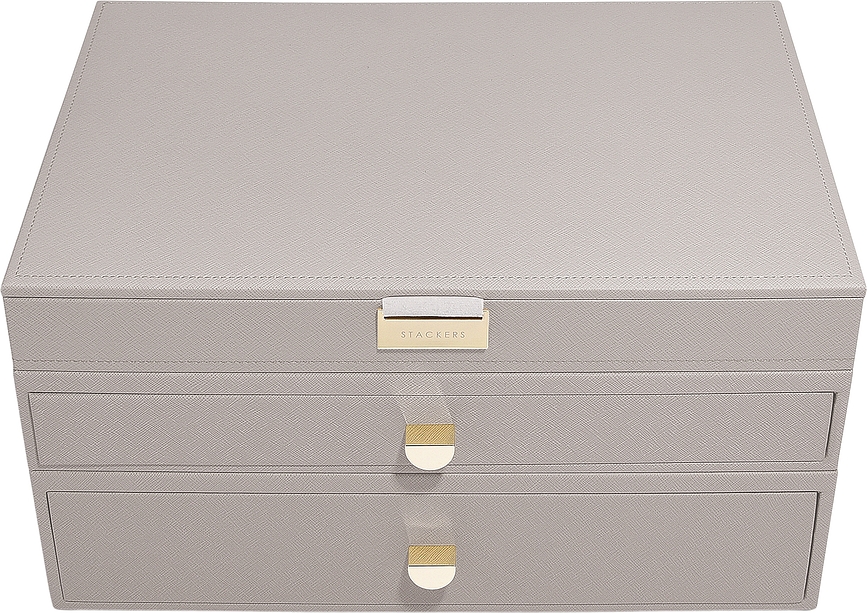 Stackers Boîte à Bijoux triple Grande Taille avec 2 tiroirs, taupe
