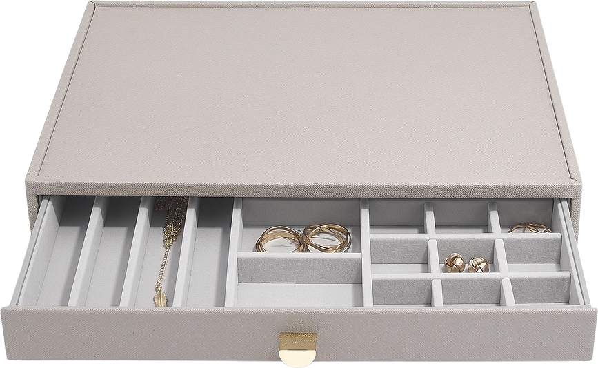 Stackers Boîte à Bijoux triple Grande Taille avec 2 tiroirs, taupe
