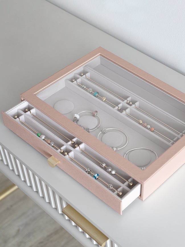 Stackers Pebble Boîte à Bijoux format supersize, avec tiroir et couvercle en verre, gris galet