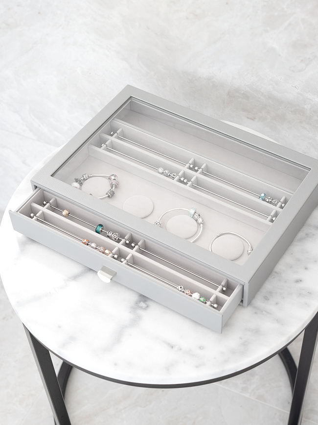 Stackers Pebble Boîte à Bijoux format supersize, avec tiroir et couvercle en verre, gris galet