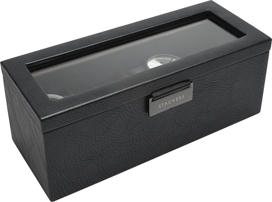 Stackers Boîte à Montres à quatre compartiments, noire