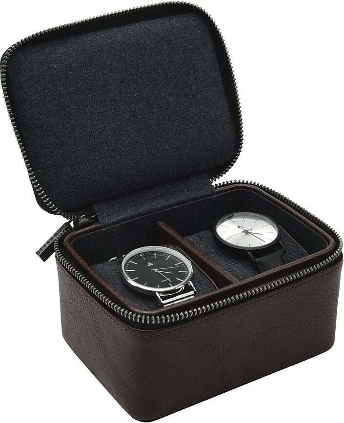 Stackers Boîte à Montres de Voyage à double compartiment, marron
