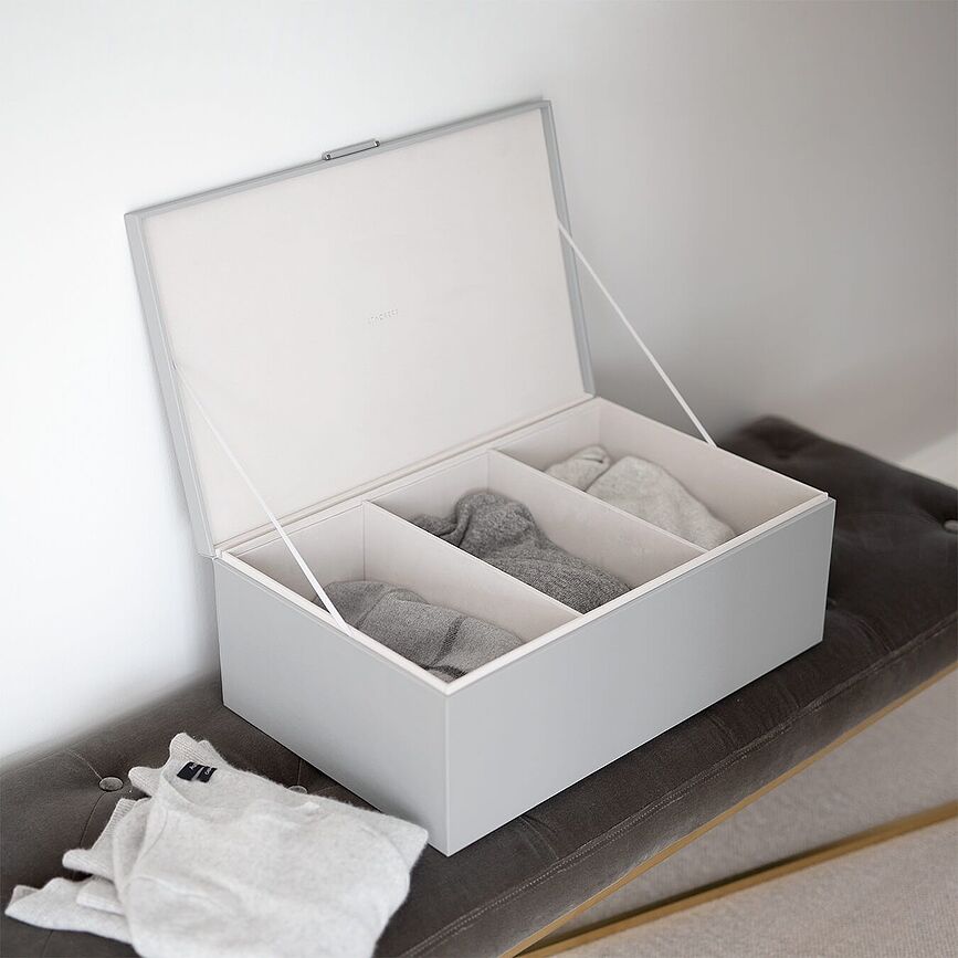 Stackers Boîte de Rangement super grande, à 3 compartiments, taupe