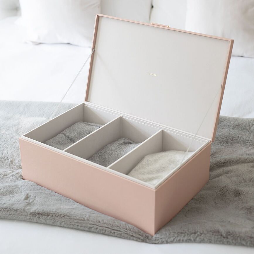 Stackers Boîte de Rangement super grande, à 3 compartiments, taupe