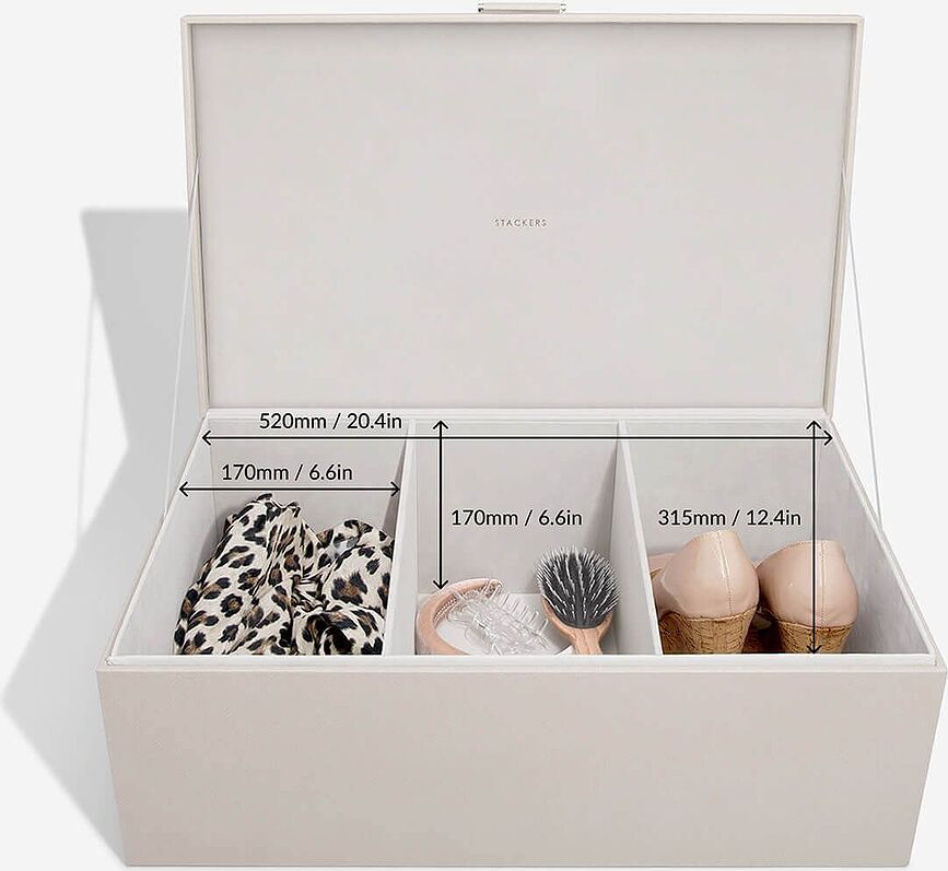 Stackers Boîte de Rangement super grande, à 3 compartiments, taupe