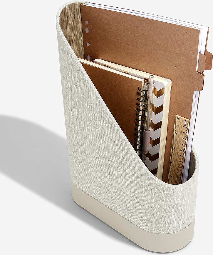 Stackers Boîte de Rangement pour Documents, beige clair, en lin