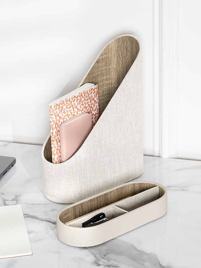 Stackers Boîte de Rangement pour Documents, beige clair, en lin