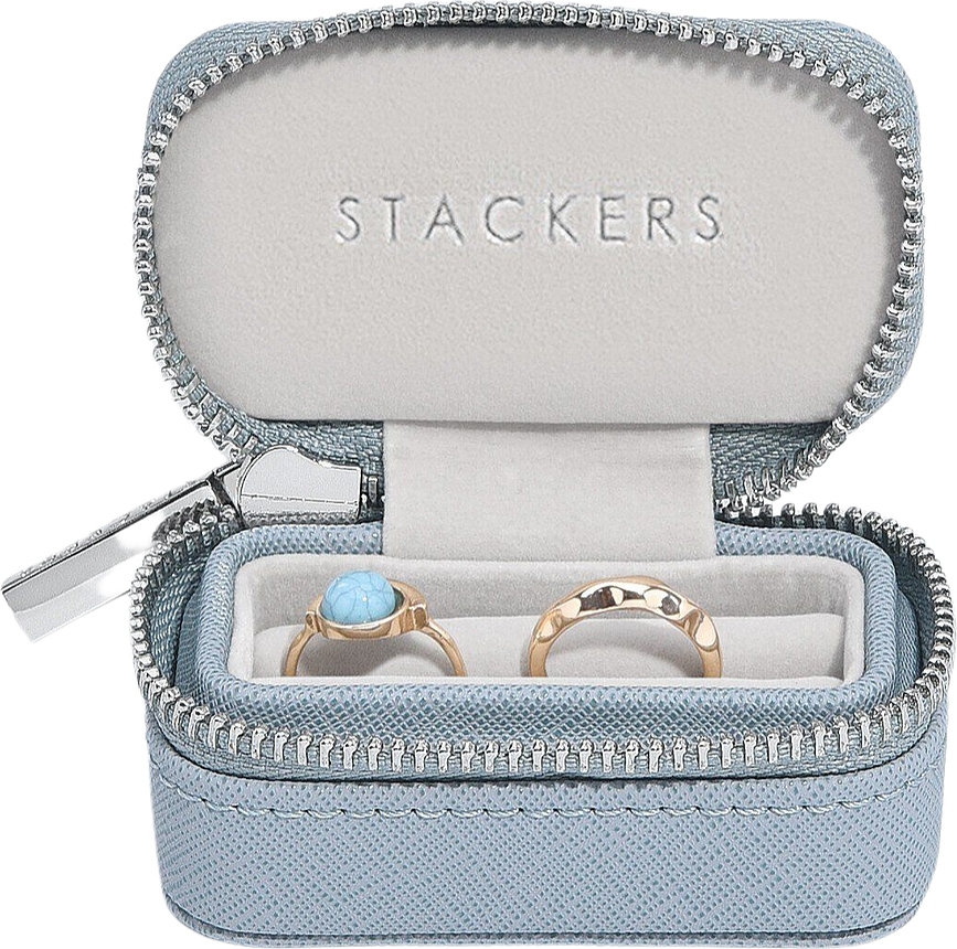 Stackers Boîte de voyage pour bagues mini, bleu-gris