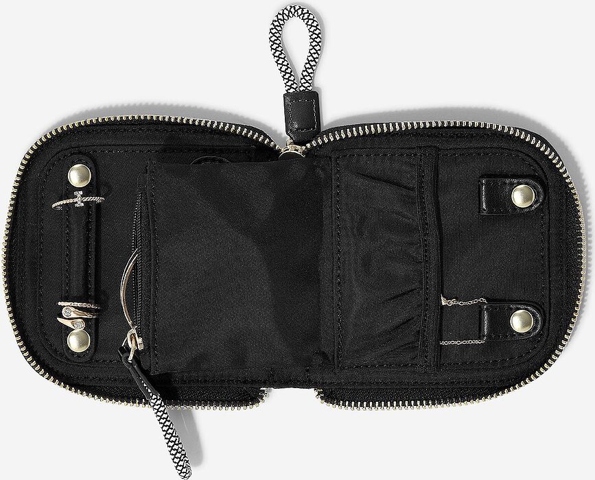 Stackers Boîte à Bijoux de Voyage, petite, en nylon, verte, avec emplacement pour bagues