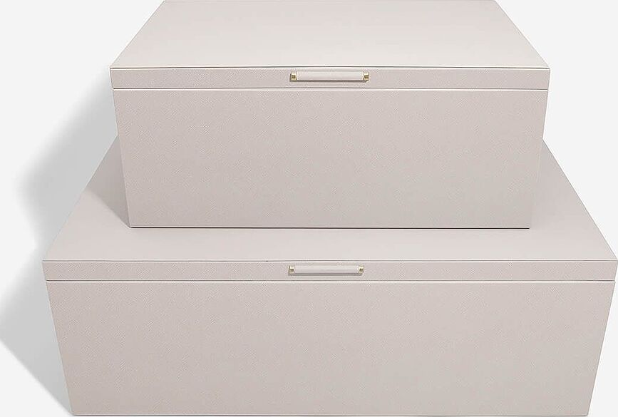 Stackers Pebble Boîtes de Rangement à 3 compartiments, beige clair, Lot de 2