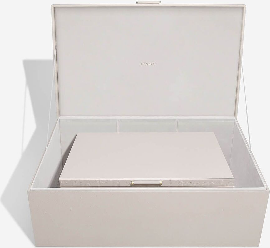 Stackers Pebble Boîtes de Rangement à 3 compartiments, beige clair, Lot de 2