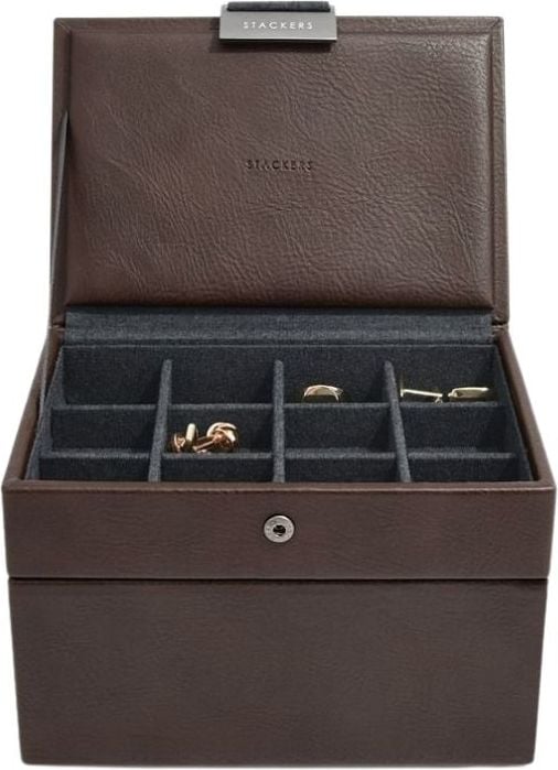 Stackers Box für Armbanduhren und Manschettenknöpfe braun-grau