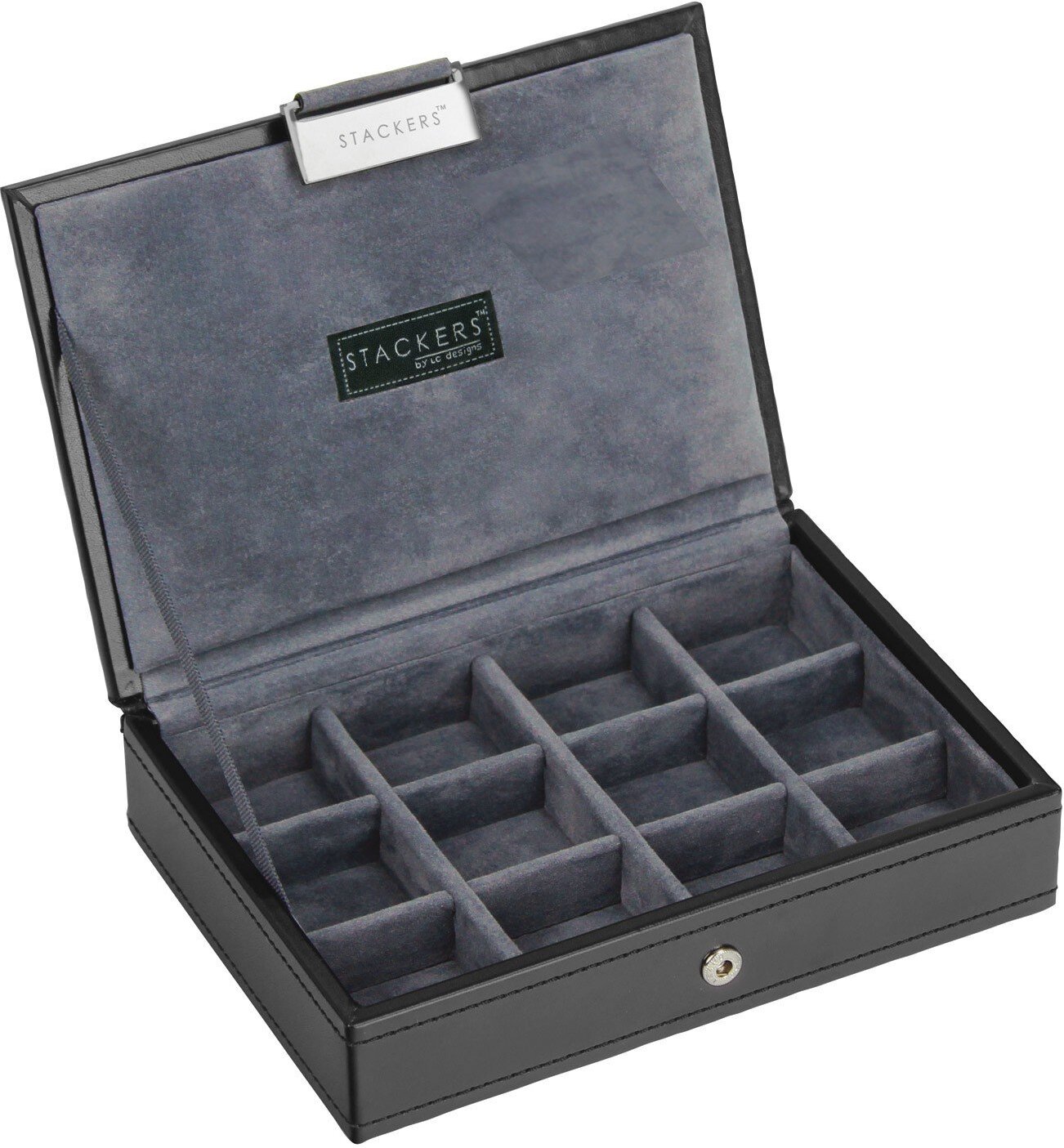 Stackers Box für Manschettenknöpfe mini schwarz-grau mit Deckel