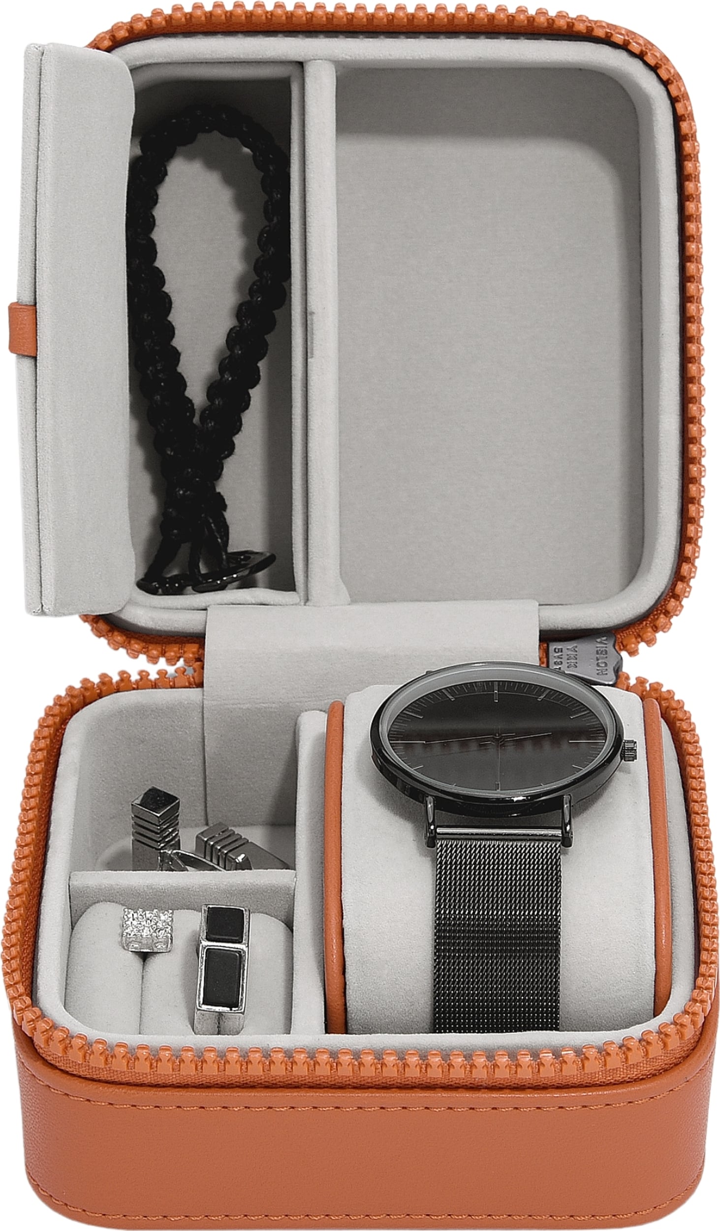 Stackers Canvas Reisekästchen für Schmuck und Uhren orangefarben