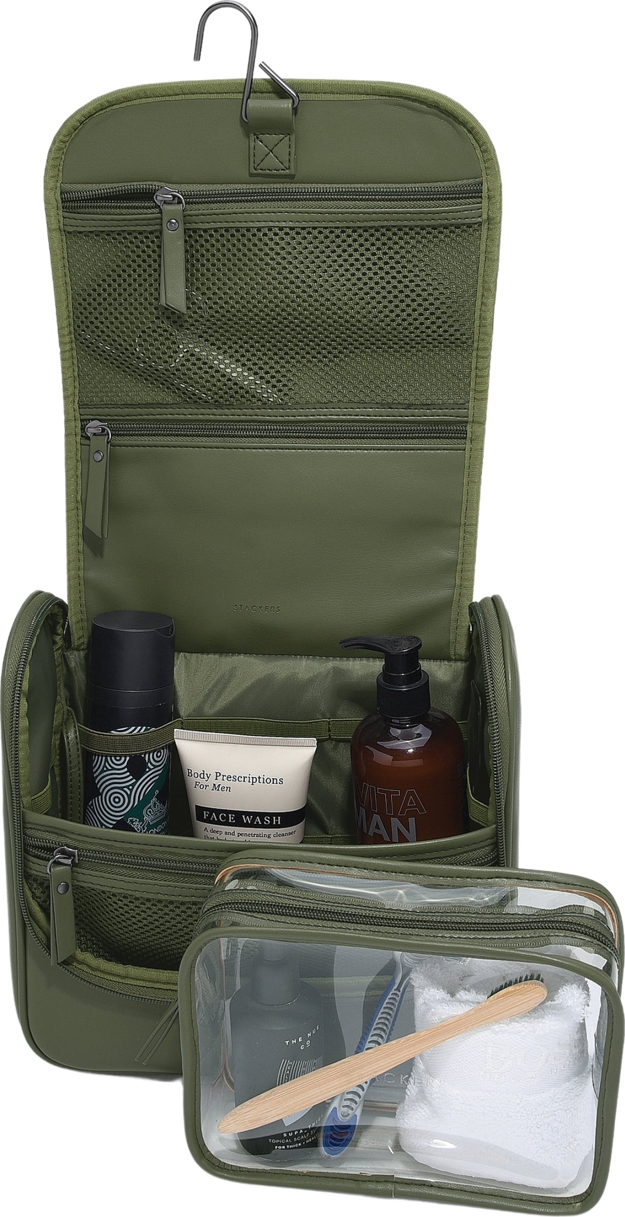 Stackers Canvas Reisekosmetiktasche zum Aufhängen grün