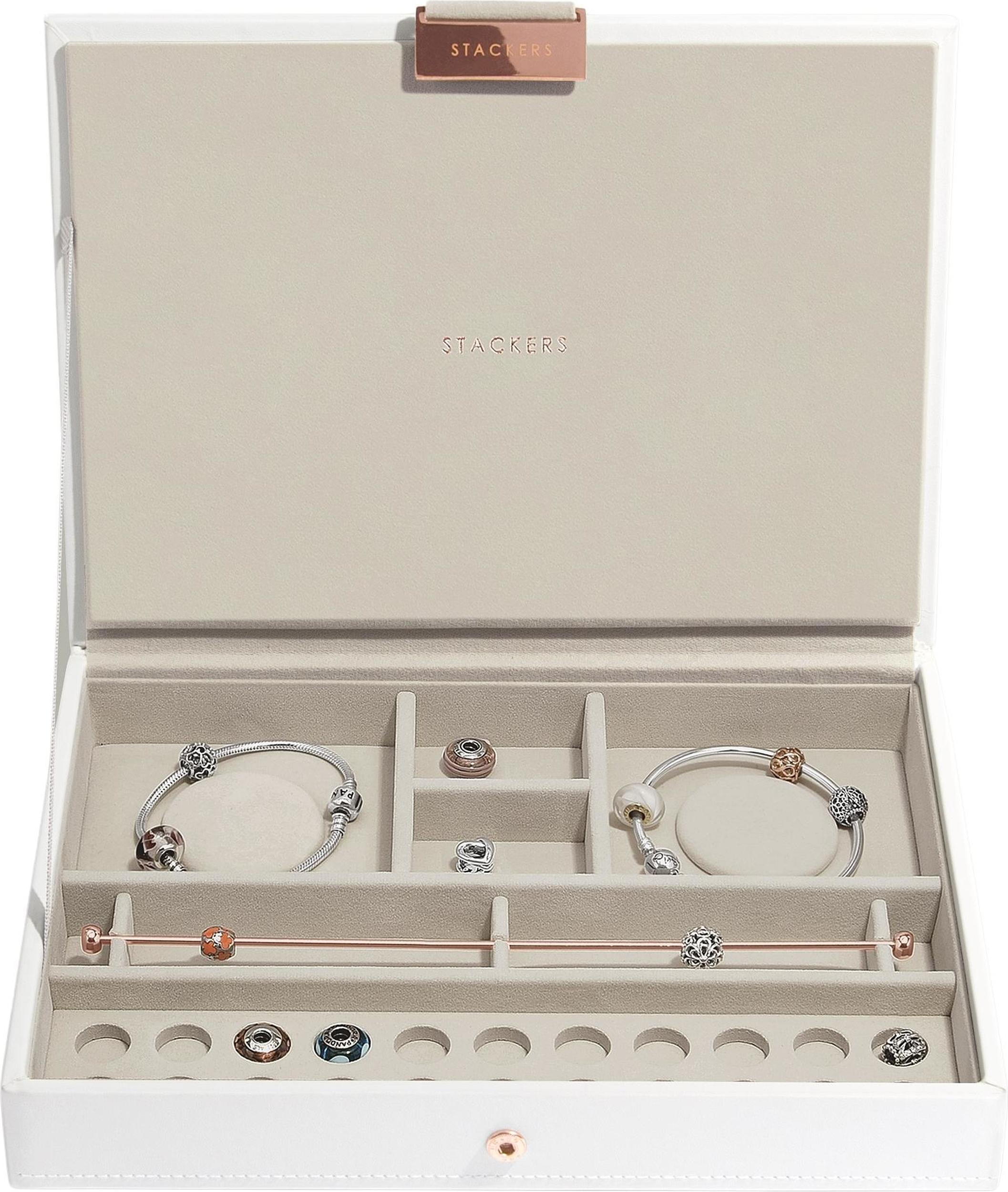Stackers Charms-Kasten classic weiß Roségold mit Deckel