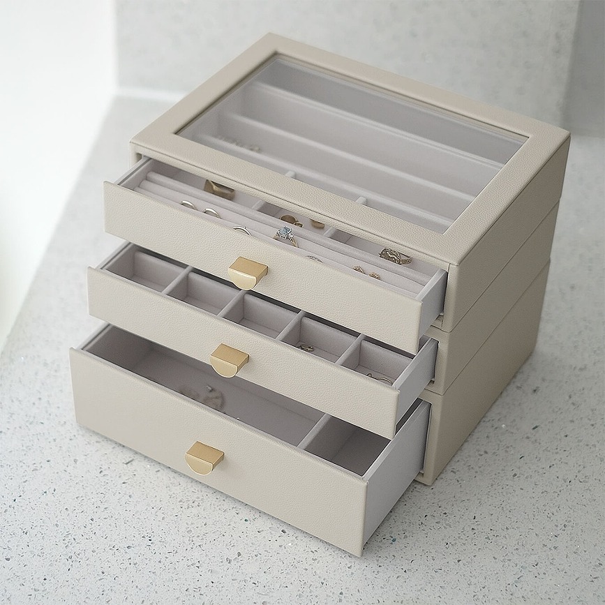 Stackers Classic Boîte à Bijoux avec 3 tiroirs, rose