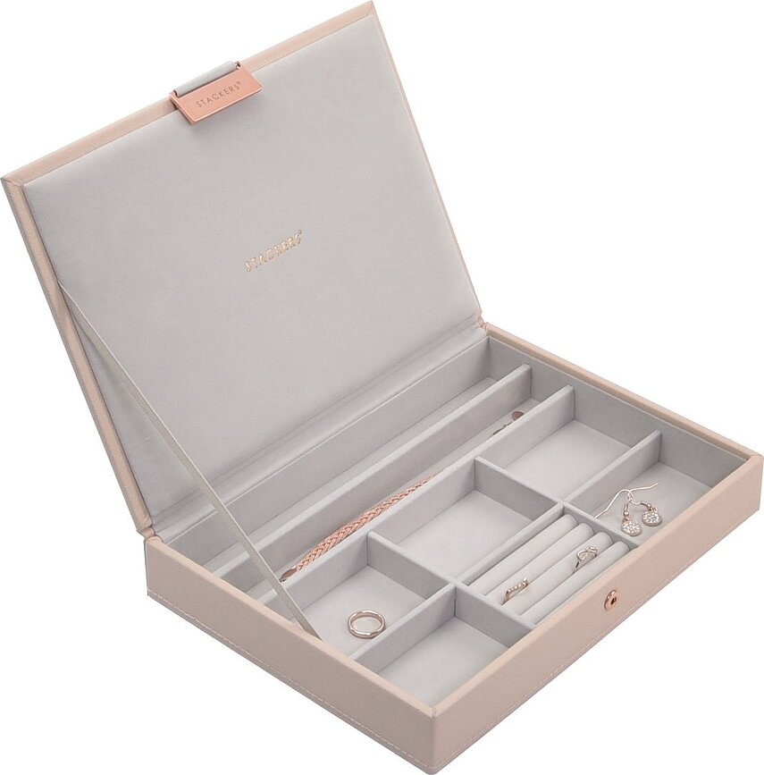 Stackers Classic Boîte à bijoux avec couvercle, rose pâle et grise