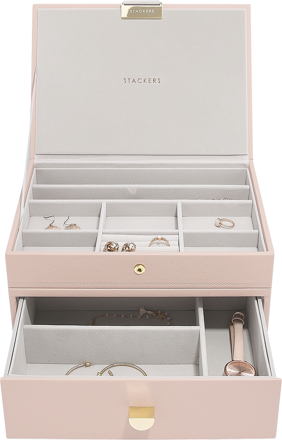 Stackers Classic Boîte à Bijoux double, avec tiroir, rose pâle
