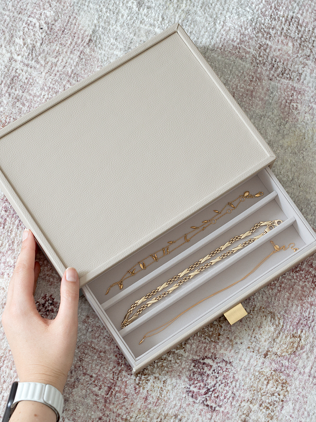 Stackers Classic Boîte à Bijoux pour colliers, avec tiroir, taupe