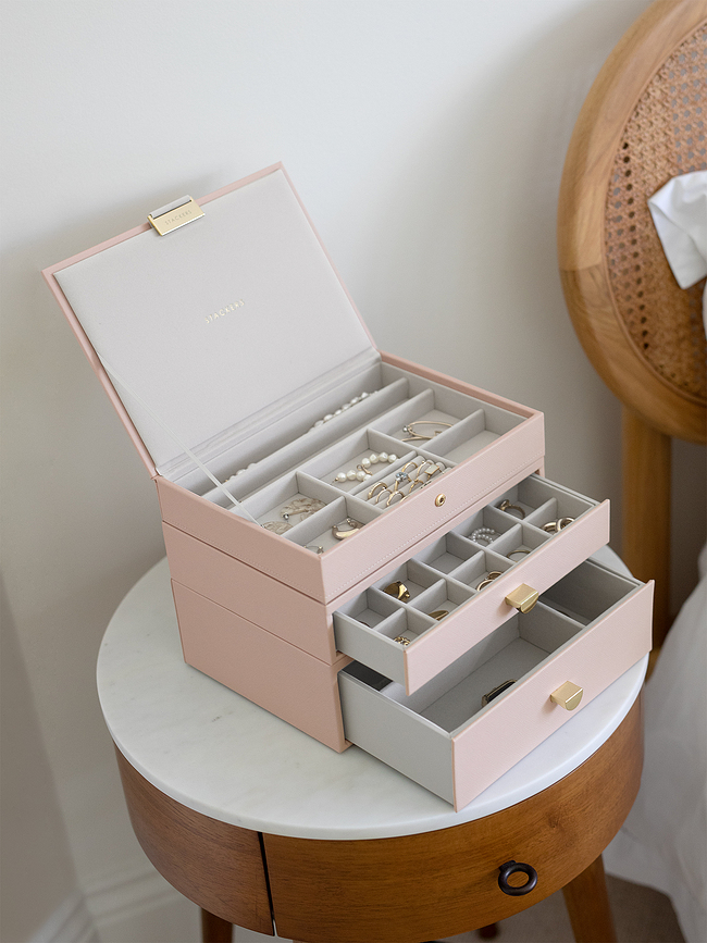 Stackers Classic Boîte à Bijoux Triple avec 2 tiroirs, rose pâle