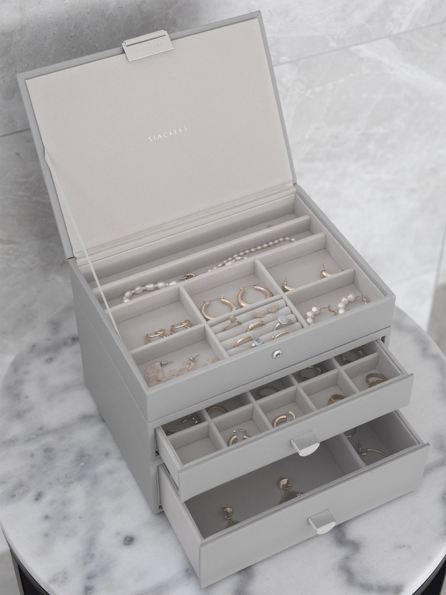 Stackers Classic Boîte à Bijoux Triple avec 2 tiroirs, rose pâle