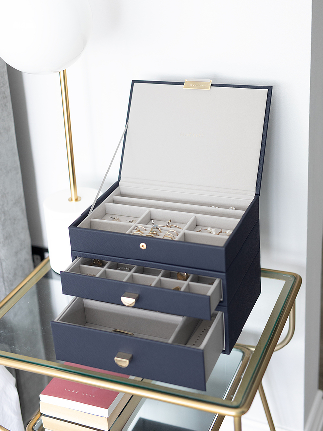 Stackers Classic Boîte à Bijoux Triple avec 2 tiroirs, rose pâle