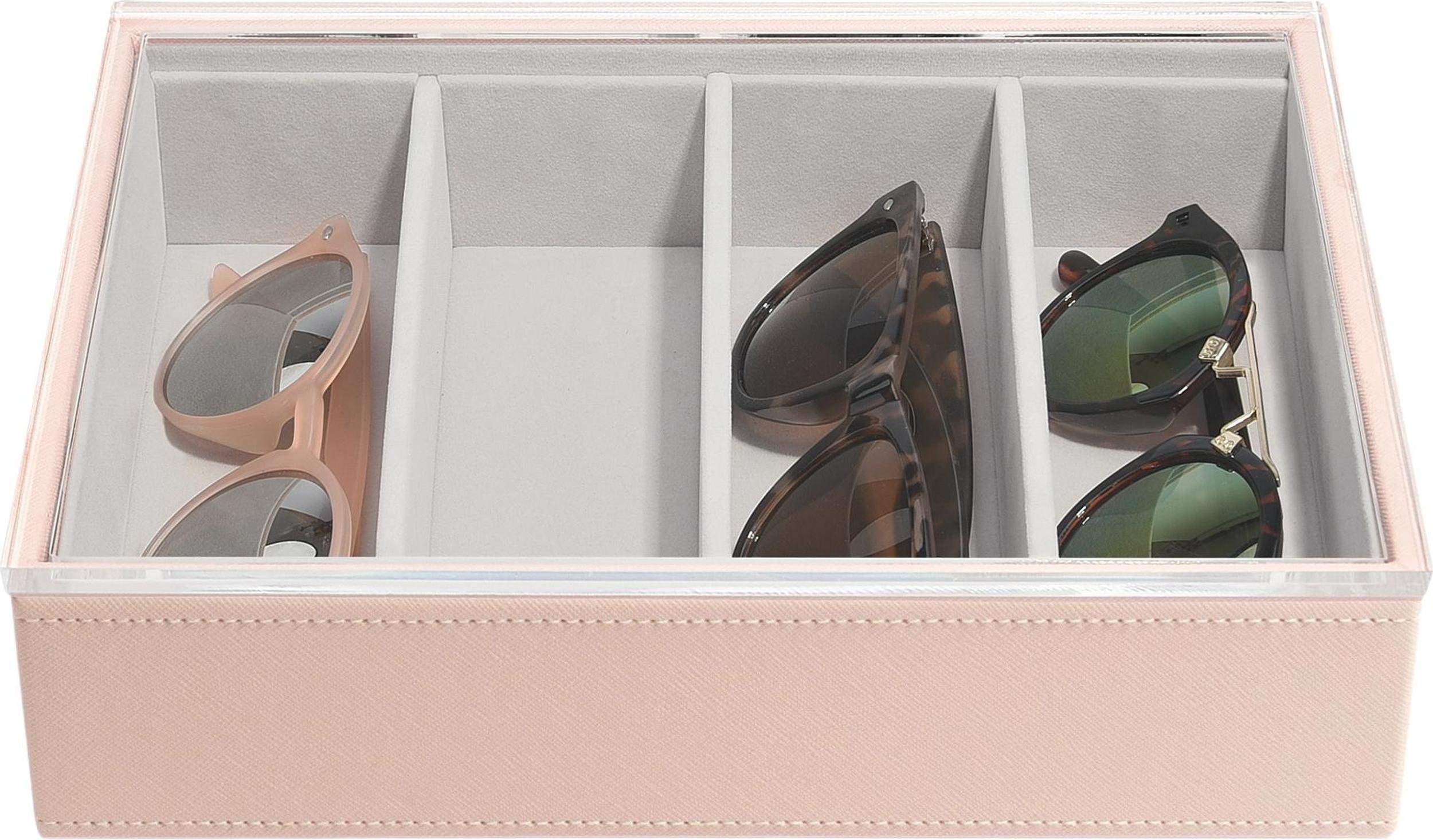 Stackers Classic Brillen-Schachtel 4-Fächer rosa mit Acryldeckel