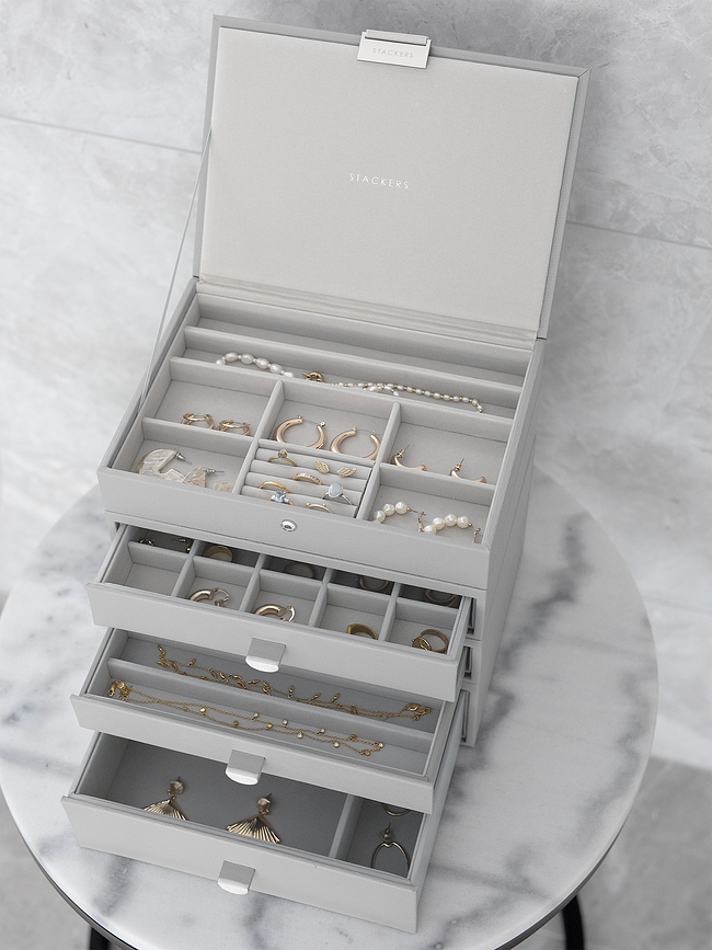 Stackers Classic Boîte à Bijoux à quatre niveaux, avec 3 tiroirs, rose pâle