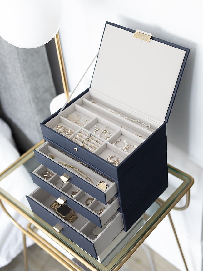 Stackers Classic Boîte à Bijoux à quatre niveaux, avec 3 tiroirs, rose pâle