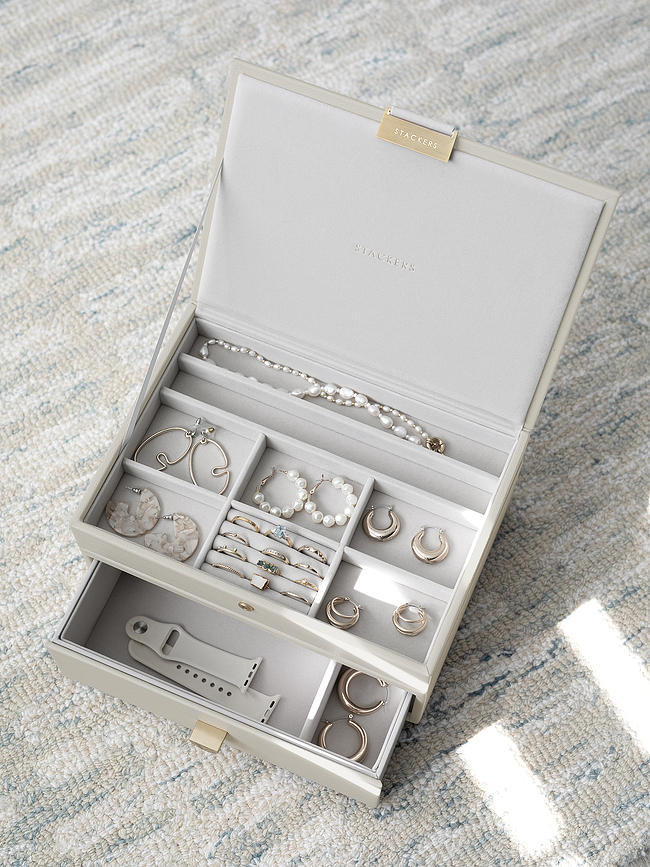 Stackers Classic Boîte à Bijoux double, avec tiroir, taupe