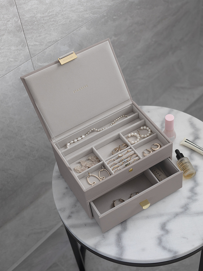 Stackers Classic Boîte à Bijoux double, avec tiroir, taupe