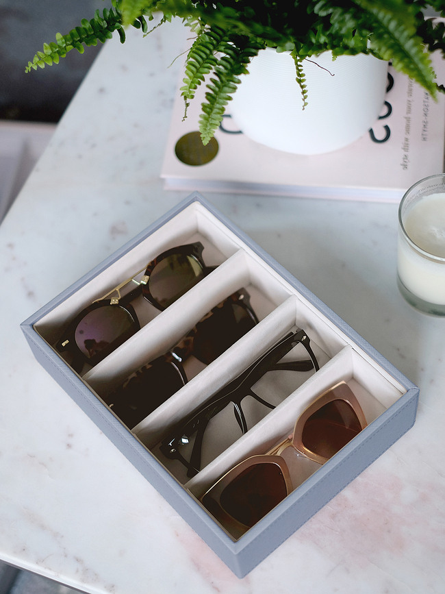 Stackers Classic Boîte à Lunettes à 4 compartiments, gris pierre