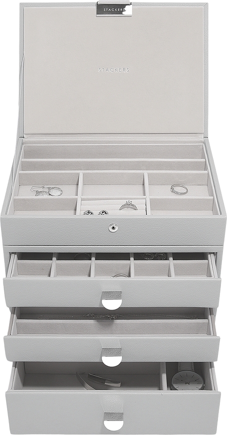 Stackers Classic Kutija za nakit četverodijelna s 3 ladice siva