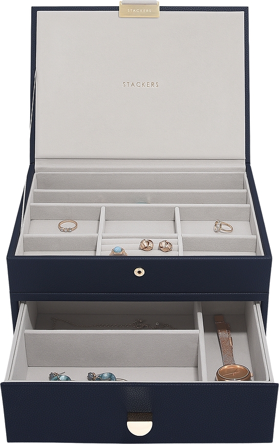 Stackers Classic Kutija Za Nakit dvostruka s ladicom granatna